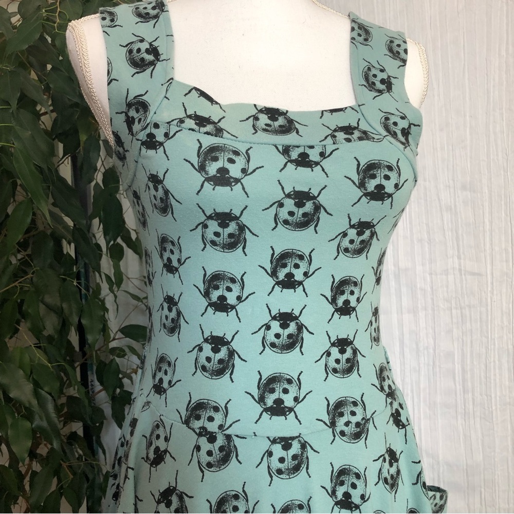 EFFIES HEART woman SZ M dress ladybug print fit & flair 50s look sweetheart neck - Picture 8 of 16